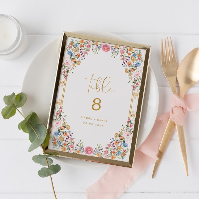 Spring Wildflower Meadow Wedding Table Number (Creator Uploaded)