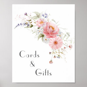 Spring Wildflower Pink White Wedding Cards & Gifts Poster