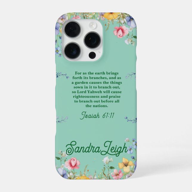 Spring Wildflower Psalm 92:13 Scripture iPhone Case (Back)