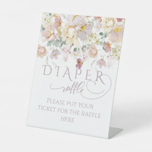 Spring Wildflower Purple Girl Baby Shower diaper  Pedestal Sign