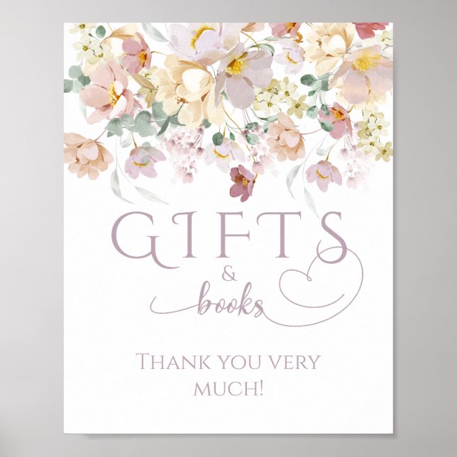 Spring Wildflower Purple Girl Baby Shower gift Poster (Front)