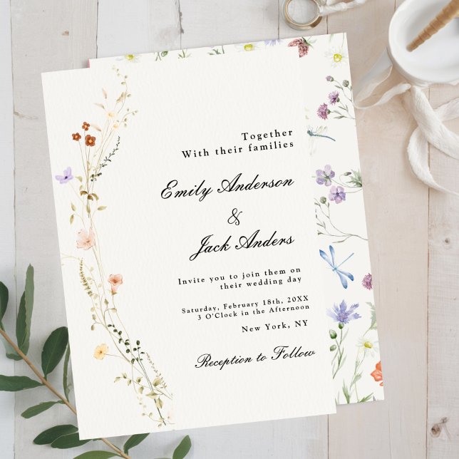 spring wildflower simple elegant wedding invitation (Creator Uploaded)
