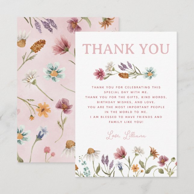 Spring Wildflower Thank You Card (Front/Back)