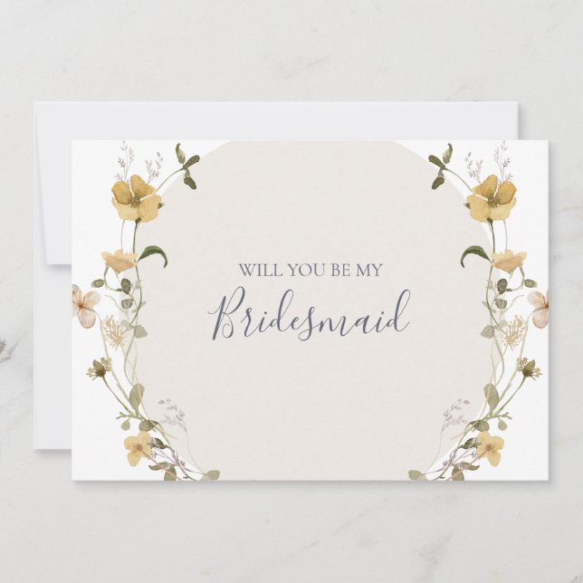Spring Wildflower | White Bridesmaid Proposal Card (Front)