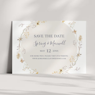 Spring Wildflower   White Horizontal Save the Date