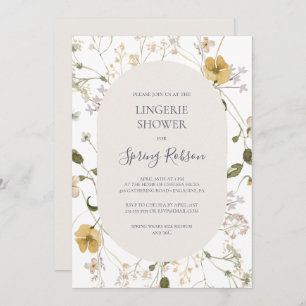 Spring Wildflower White Lingerie Shower Invitation