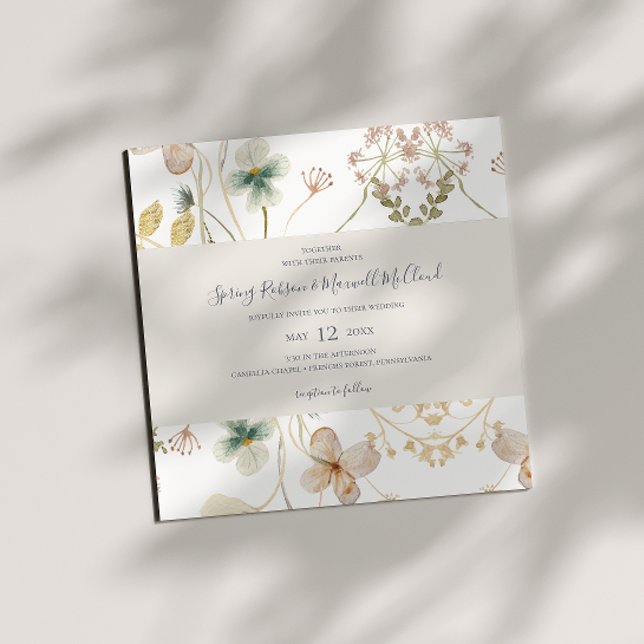 Spring Wildflower | White Square Wedding Invitation (Creator Uploaded)