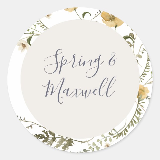 Spring Wildflower | White Wedding Envelope Seals (Front)