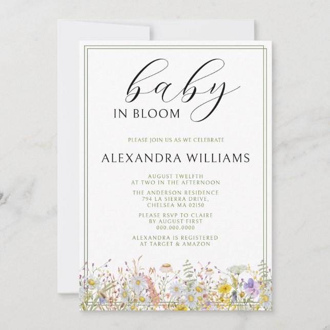 Spring Wildflowers Baby in Bloom Baby Shower Invitation (Front)