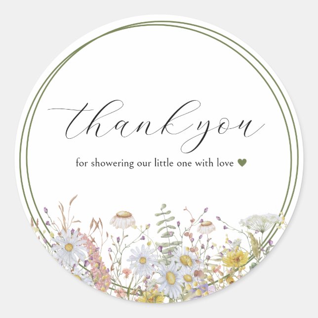 Spring Wildflowers Baby in Bloom Favor Sticker (Front)
