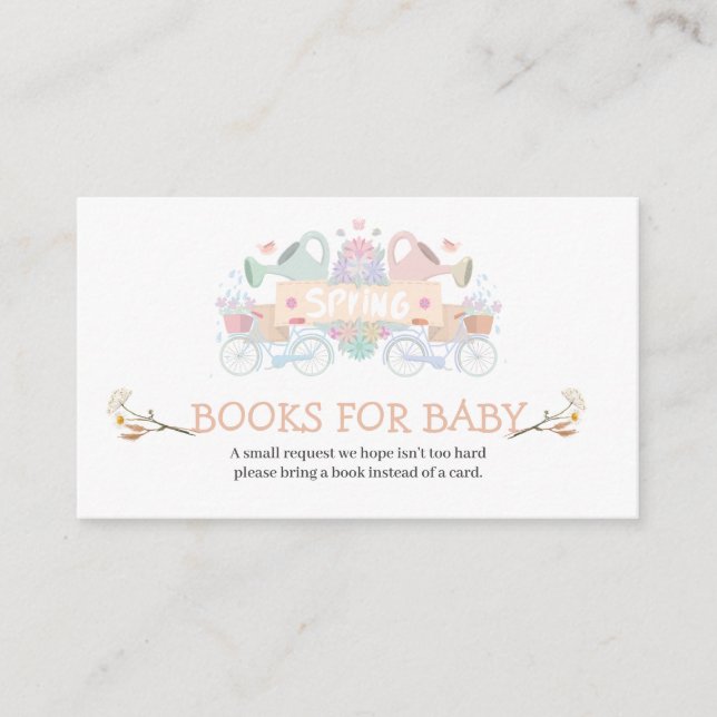 Spring Wildflowers Baby Shower Books for Baby Enclosure Card (Front)