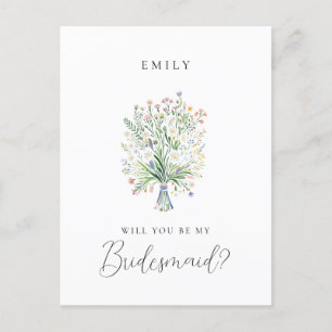 Spring Wildflowers Bridesmaid Proposal Postcard