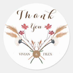Spring Wildflowers Cross Thank You And Name Classic Round Sticker