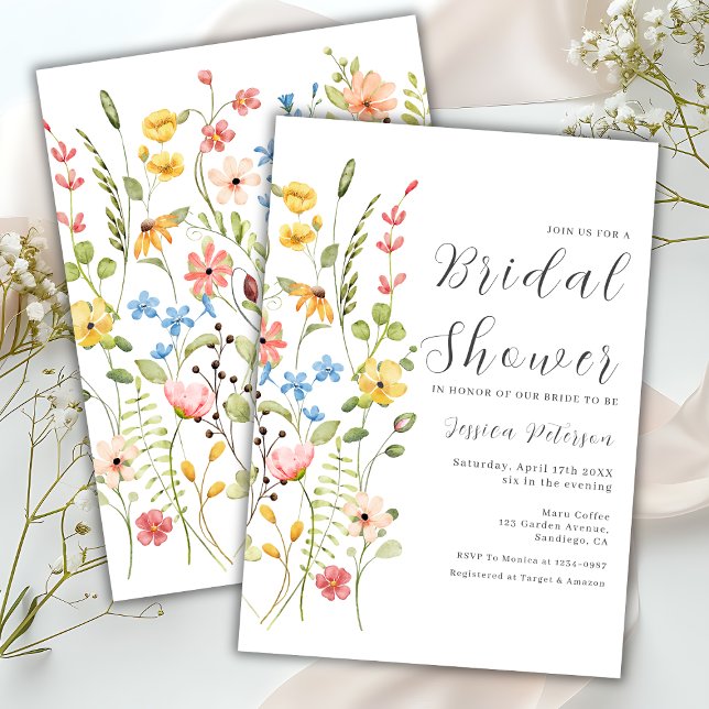 Spring Wildflowers Elegant Garden Bridal Shower  Invitation (Creator Uploaded)