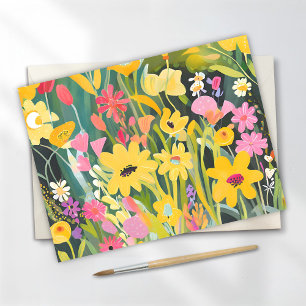 Spring Wildflowers Floral Watercolor Painting Postcard
