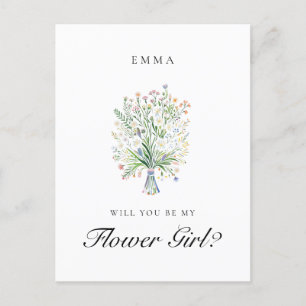 Spring Wildflowers Flower Girl Proposal Postcard