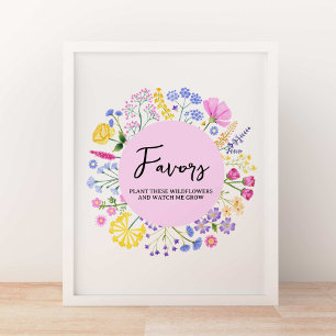 Spring Wildflowers Garden Party Birthday Pedestal  Poster