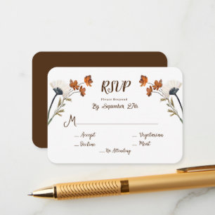 Spring Wildflowers Letter Background Wedding RSVP Enclosure Card