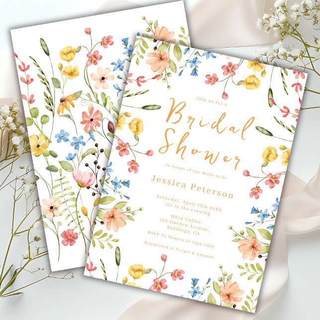 Spring Wildflowers Modern Bridal Shower  Invitation (Creator Uploaded)