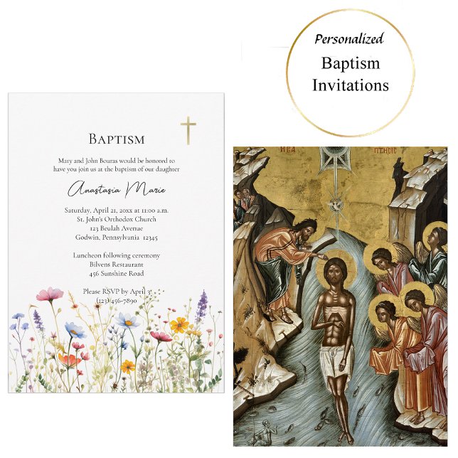 Spring Wildflowers Orthodox Baptism Invitation (Creator Uploaded)