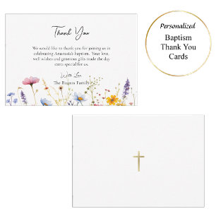 Spring Wildflowers Orthodox Baptism  Thank You Card