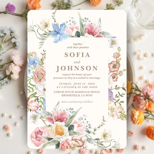 Spring Wildflowers Pastel Floral Garden Wedding Invitation (Creator Uploaded)