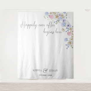 Spring Wildflowers Purple Pink Wedding Tapestry