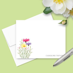 Spring Wildflowers Watercolor Floral Stationery Card
