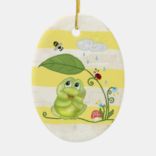 Spring with Frog Ceramics Ornament