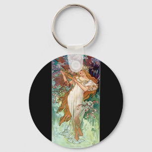 Spring Woman Personified 1896 Alphonse Mucha Stick Key Ring