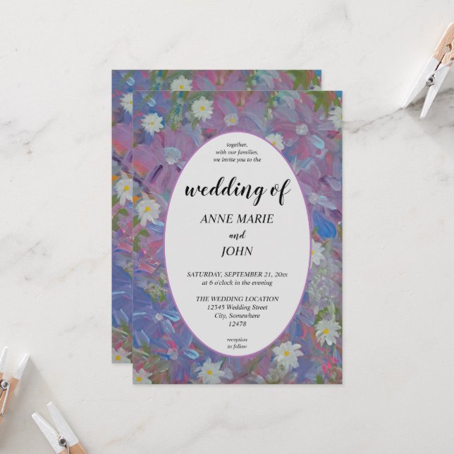 Spring Wonderland Floral Wedding Invitation (Front/Back In Situ)