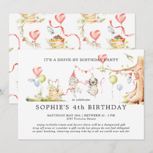 Spring Woodland Drive-By Birthday Invitation