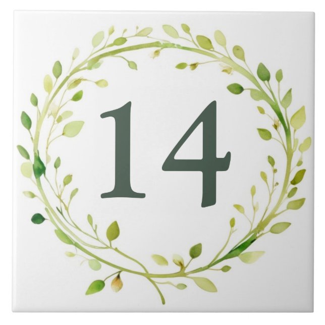 Spring Wreath Custom House Number Plate Sign Ceramic Tile (Front)