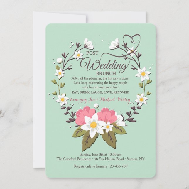 Spring Wreath Post Wedding Brunch Invitation (Front)