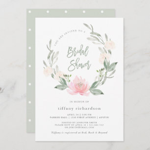 Spring Wreath   Watercolor Floral Bridal Shower Invitation