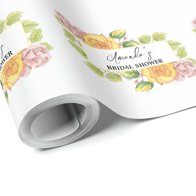 Spring Yellow Bridal Shower Wrapping Paper (Roll Corner)