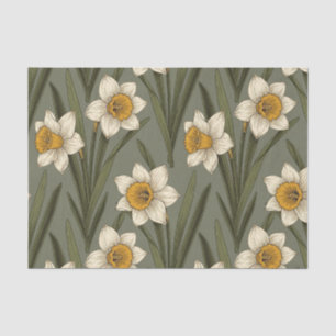 Spring Yellow Daffodil Floral Botanical Pattern Tissue Paper