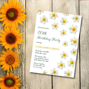 Spring Yellow Daffodil Narcissus Floral Birthday Invitation