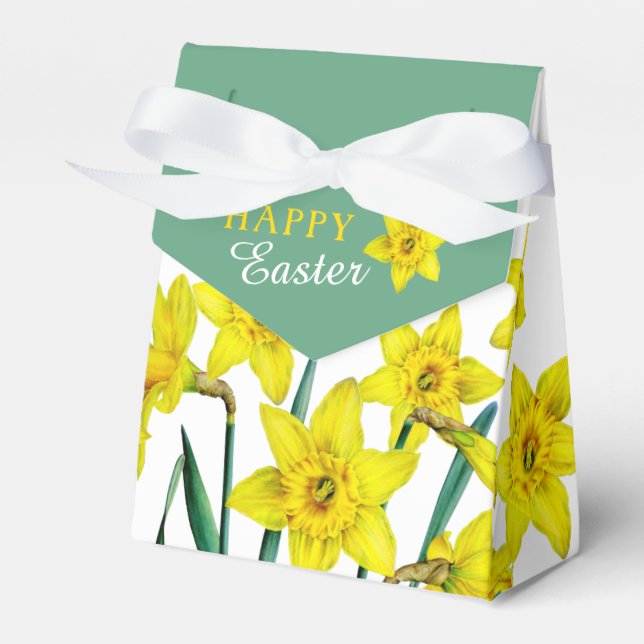 Spring yellow daffodils art thank Happy Easter Favour Box (Front Side)