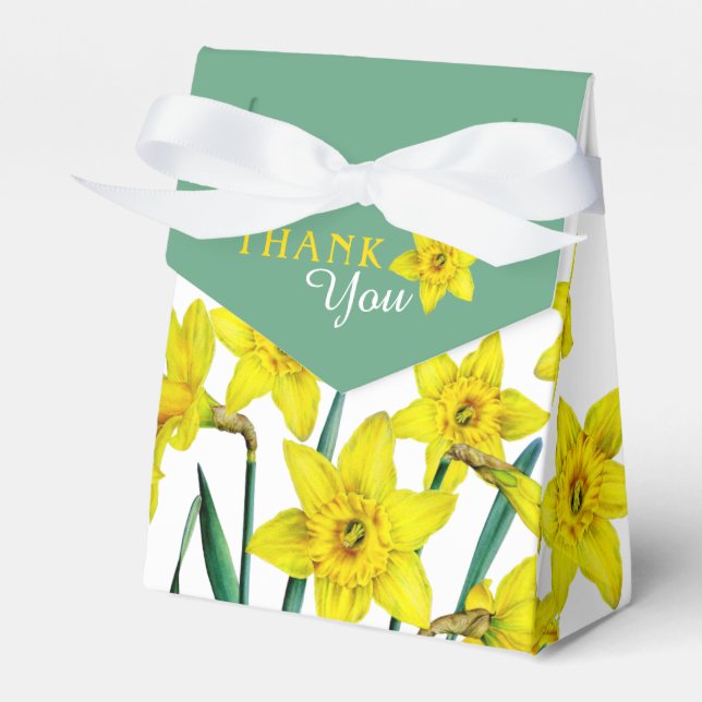 Spring yellow daffodils art thank you gift favour box (Front Side)
