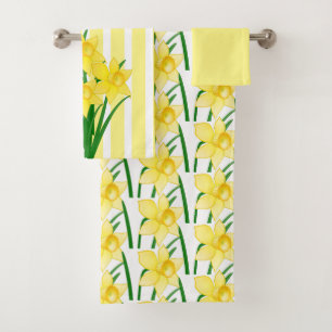 Spring Yellow Daffodils Flowers Bath Towel Set