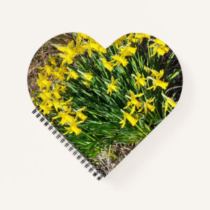 Spring Yellow Daffodils Heart Notebook