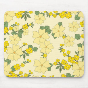 Spring Yellow Floral Pattern Mouse Pad