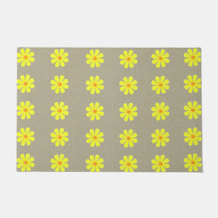 Spring yellow flowers on abstract grey background doormat