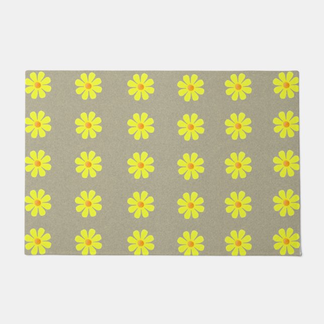 Spring yellow flowers on abstract grey background doormat (Front)