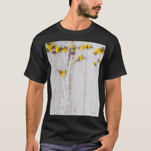 Spring yellow flowers, white plank decor. T-Shirt