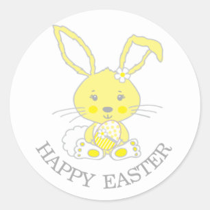 Spring yellow happy Easter bunny sticker
