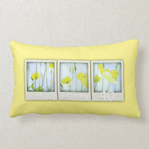 Spring Yellow Poppies 40th Birthday Pillow