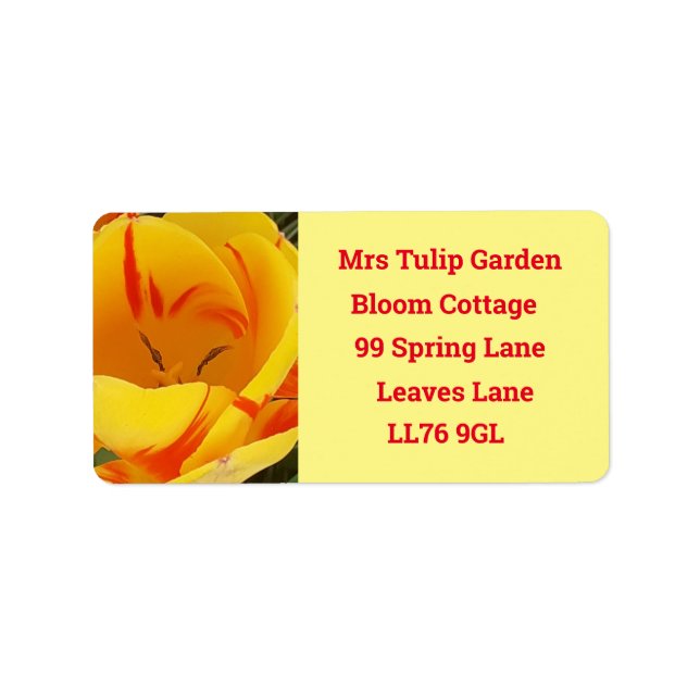 Spring Yellow Tulip Address Label (Front)