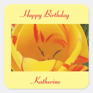 Spring Yellow Tulip Square Sticker
